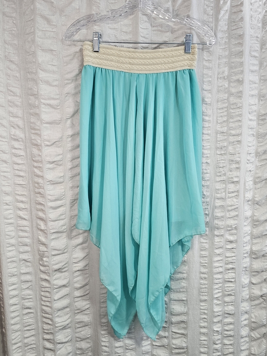 Rue21 Dresses & Skirts - Women's Fairycore Handkerchief Hem Sheer Skirt Aqua with Cream Waistband Rue21
